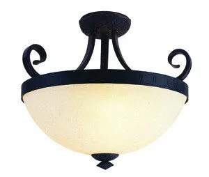 Trans Globe Lighting 3715 Three Light Semi Flush Ceiling Mount in Weathered Bronze Finish
