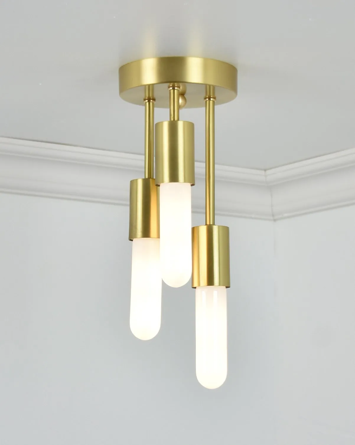 Triple Flush Mount: Modern Brass