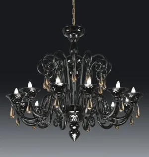 Twelve Arm Black Chandelier