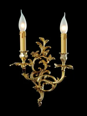Two Light Classic Brass Candelabra Wall Light