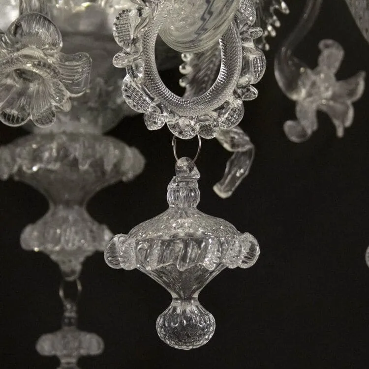 Two Tier 4 3 Light Rezzonico Sconce in Clear Murano Glass