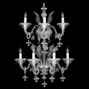 Two Tier 4 3 Light Rezzonico Sconce in Clear Murano Glass