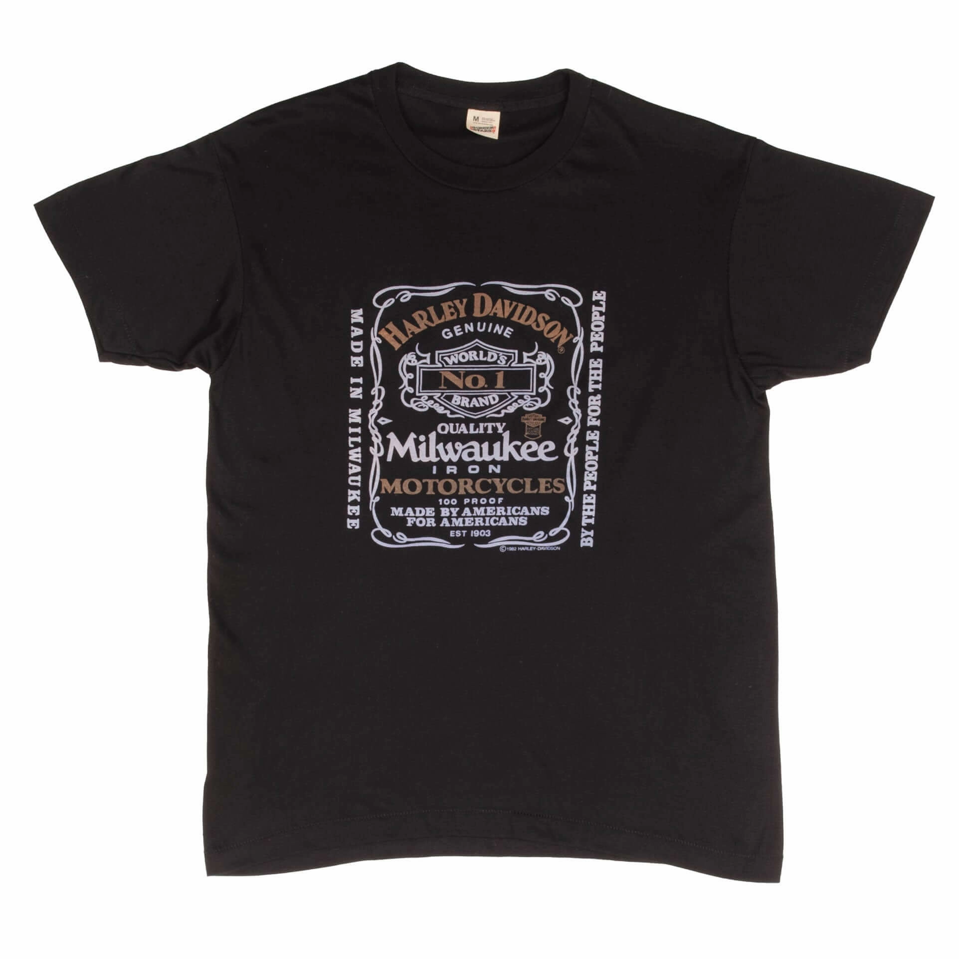 VINTAGE HARLEY DAVIDSON JACK DANIELS TEE SHIRT 1982 MEDIUM MADE IN USA DEADSTOCK