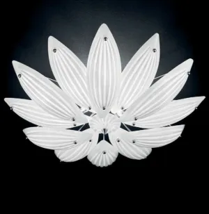 White 70S Style Gold And Silver Murano Glass Flush Ceiling Light