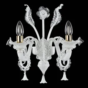 White Glass 2 Light Handcrafted Wall Lamp