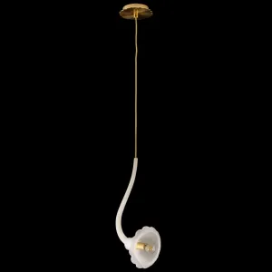 White Glass Flower Ceiling Pendant WIth Brass Hardwear