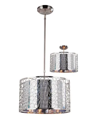 Z-Lite Lighting 185-15 Saatchi Collection Three Light Pendant or Semi Flush Ceiling Mount in Chrome Finish